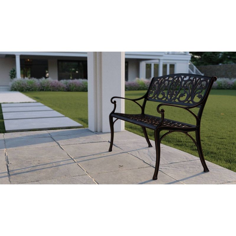 Decatur Aluminum Patio Bench - Antique Bronze - Balkene Home