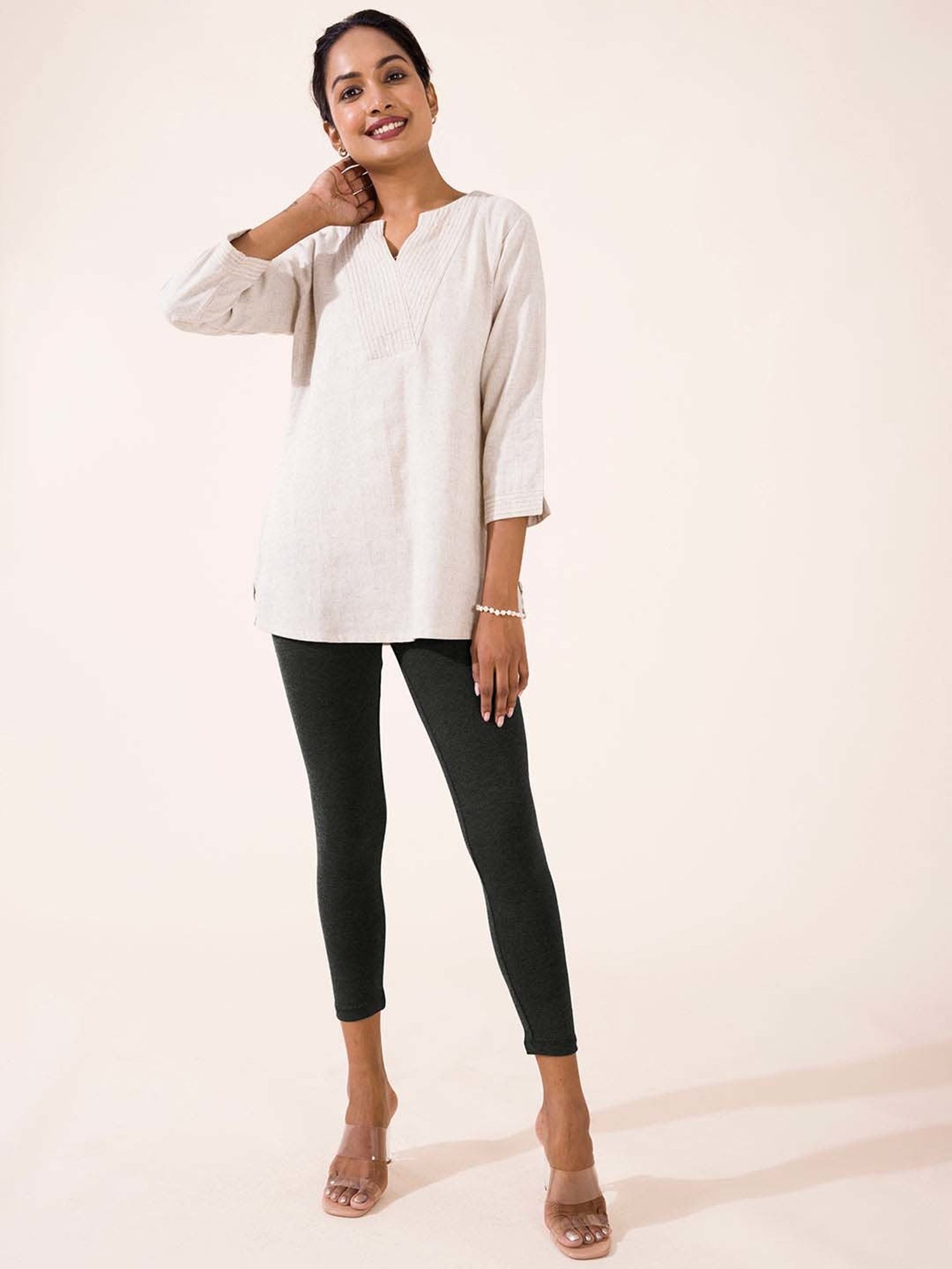 Go Colors! Grey Cotton Crop Leggings