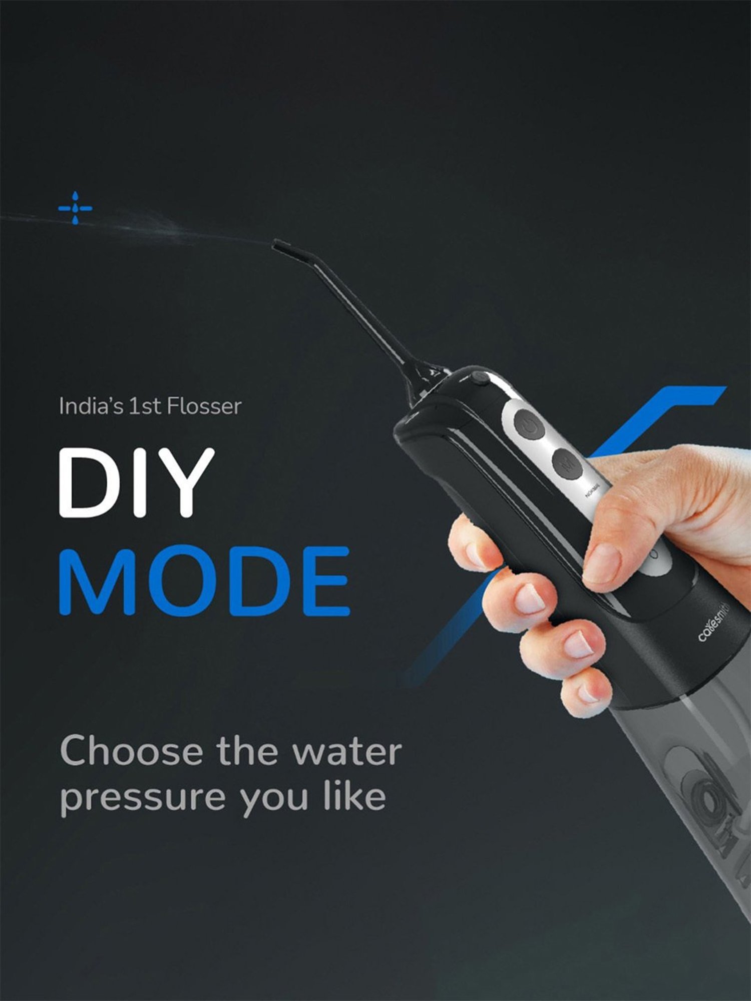 Caresmith Pro+ Cordless Oral Power Flosser 4 Modes with Adjustable Water Pressure Power (Black)