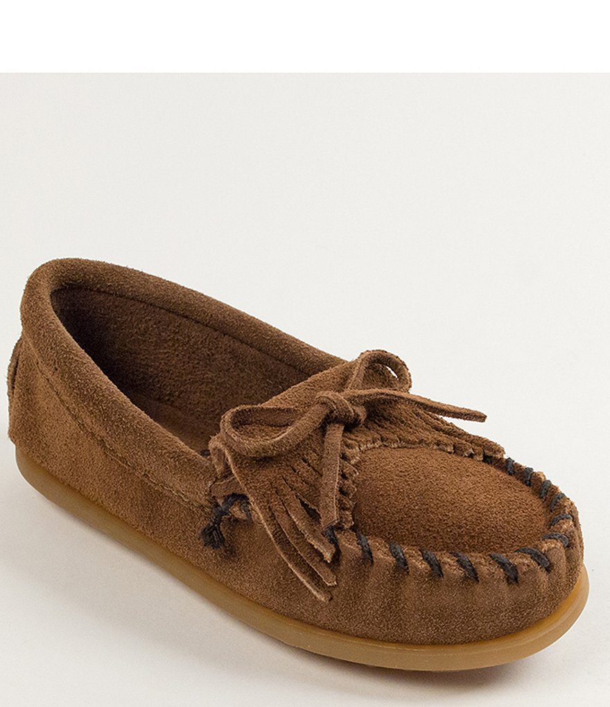 Minnetonka Kids' Kilty Suede Whipstitch Moccasins (Infant)