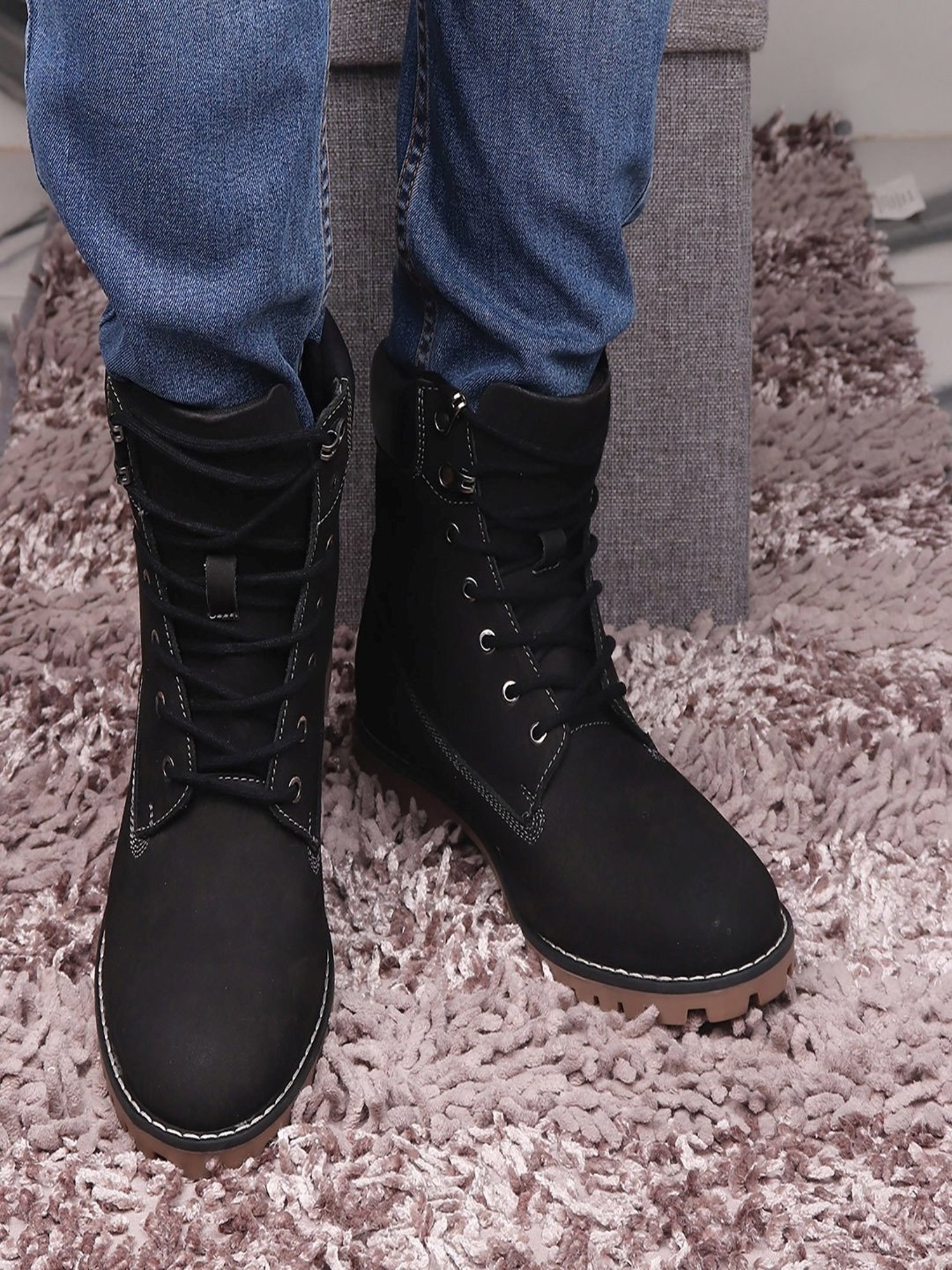 Red Chief Men's Black Derby Boots