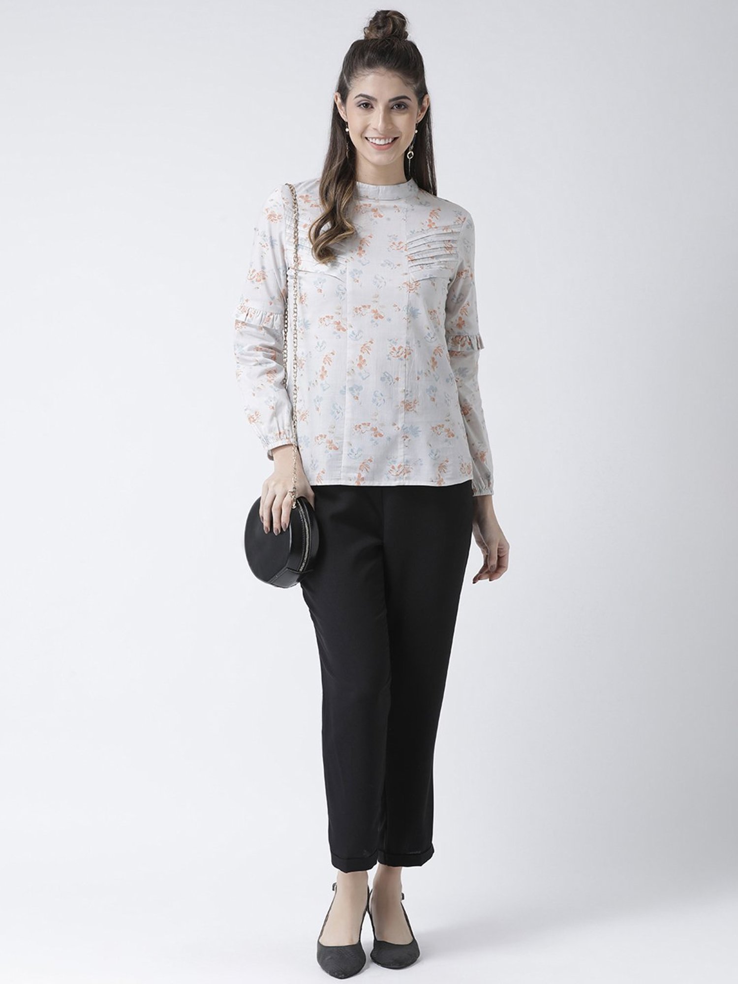 KASSUALLY White Printed Cotton Top