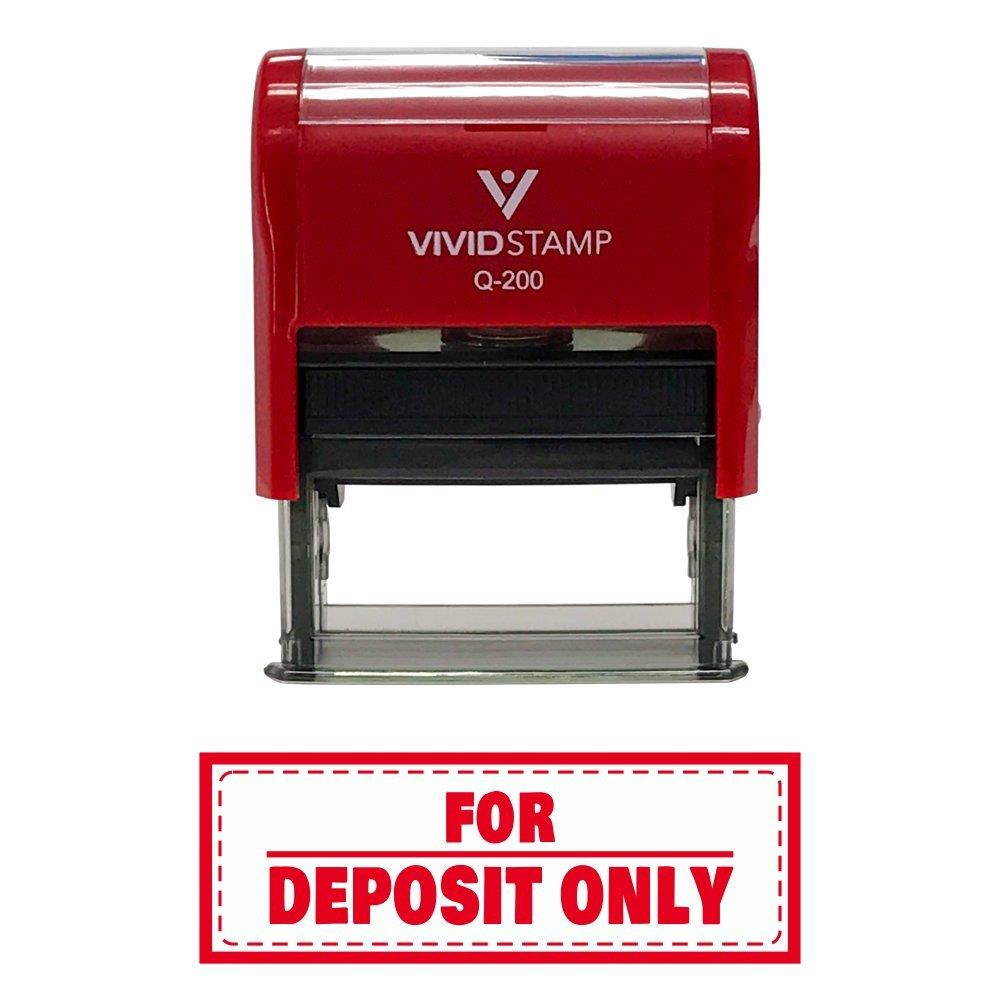 FOR DEPOSIT ONLY w/Border Self-Inking Office Rubber Stamp (Red) - Medium