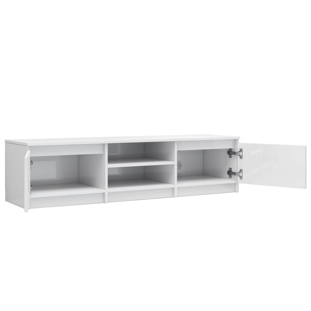 vidaXL TV Cabinet High Gloss White Chipboard Hifi Stand Living Room Lowboard