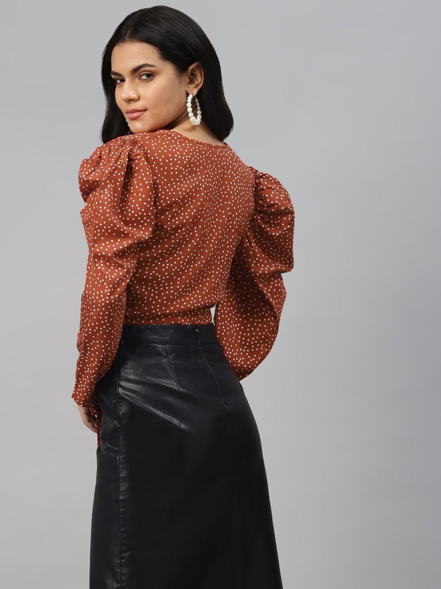 Melon by PlusS Rust Printed Crop Top