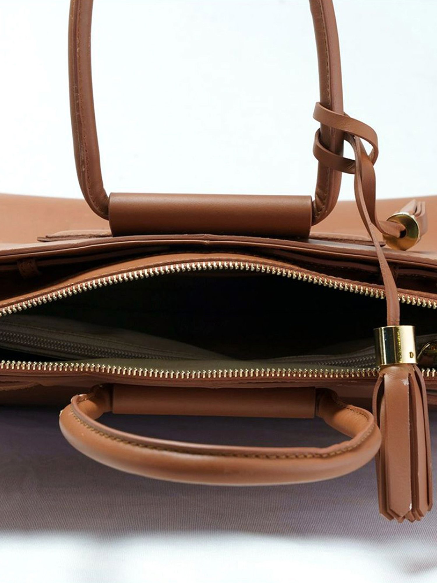 RI2K London Brown Leather Large Satchel Handbag