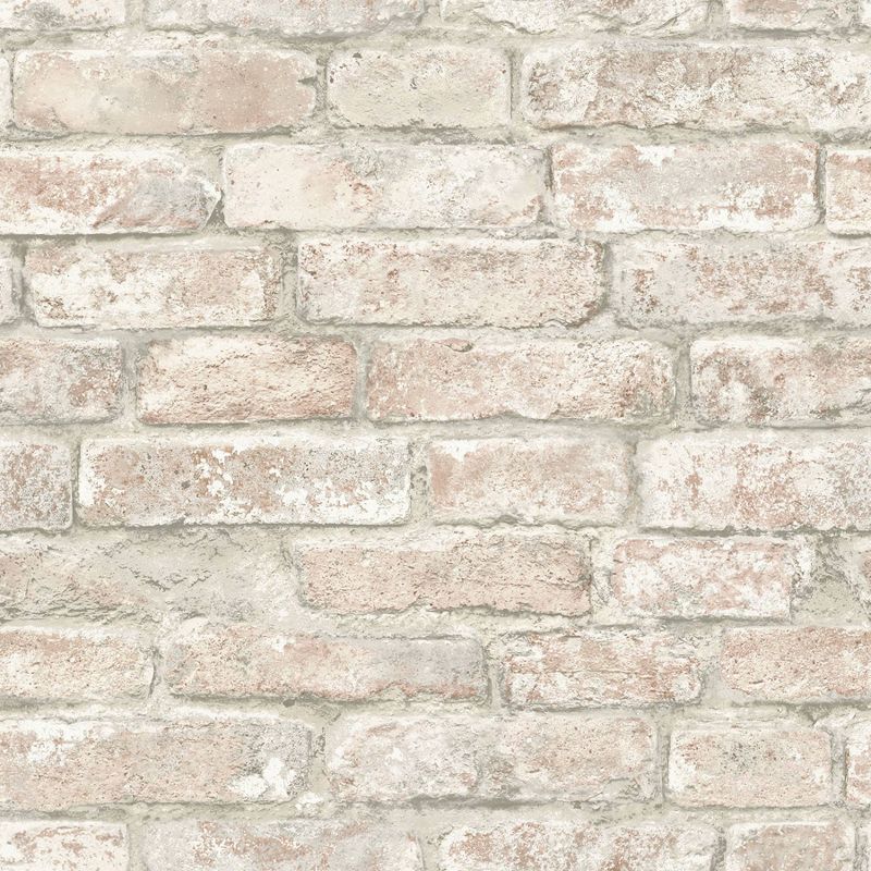 Brewster Washed Denver Brick Peel & Stick Wallpaper White