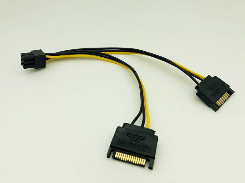 5PCS PCI-E PCI Express Dual 15Pin SATA Male to 6pin Graphics Video Display Card Dual SATA to 6pin Power Cable for ETH BTC Mining