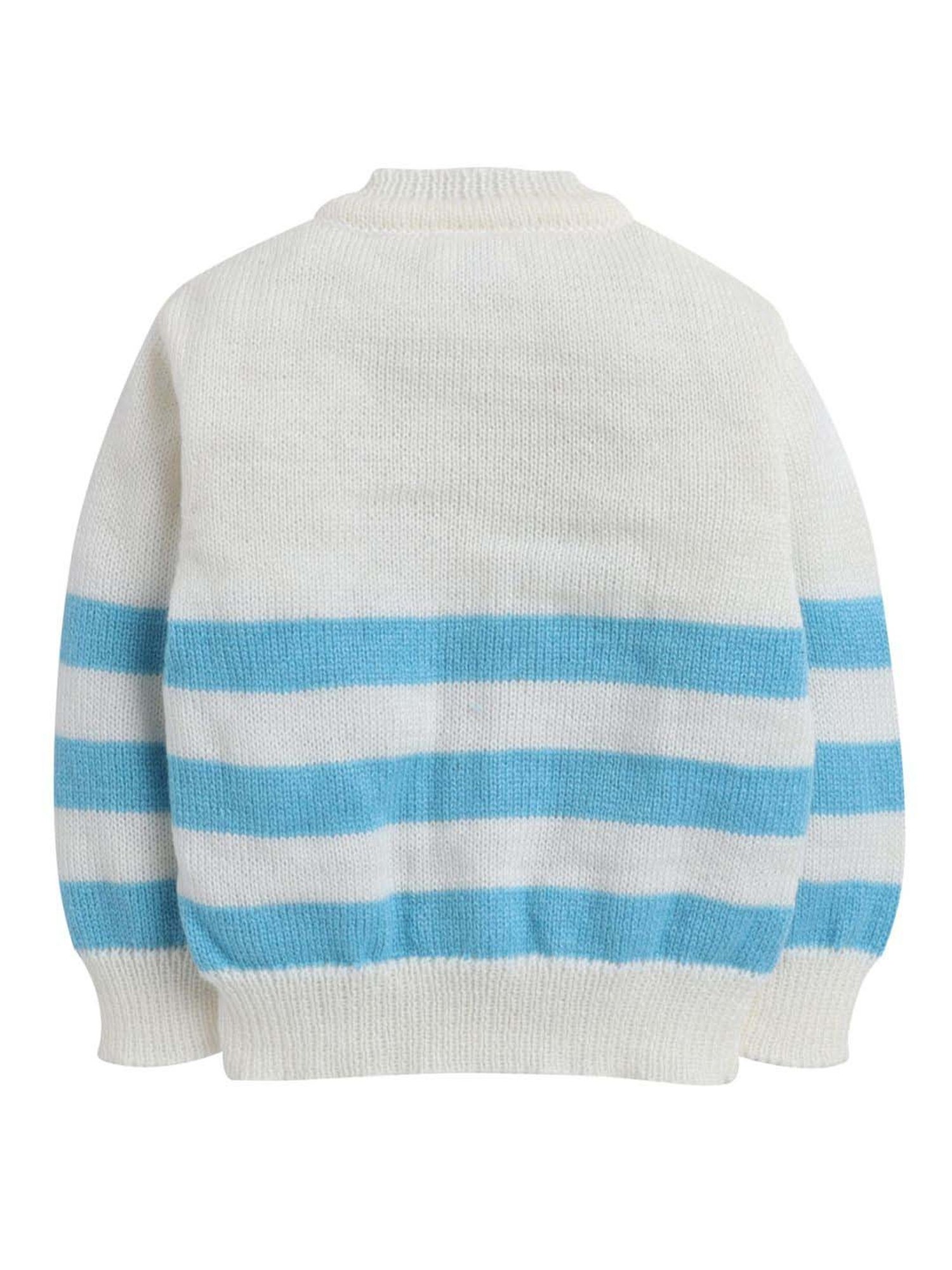Little Angels Kids White & Blue Striped Full Sleeves Sweater Set