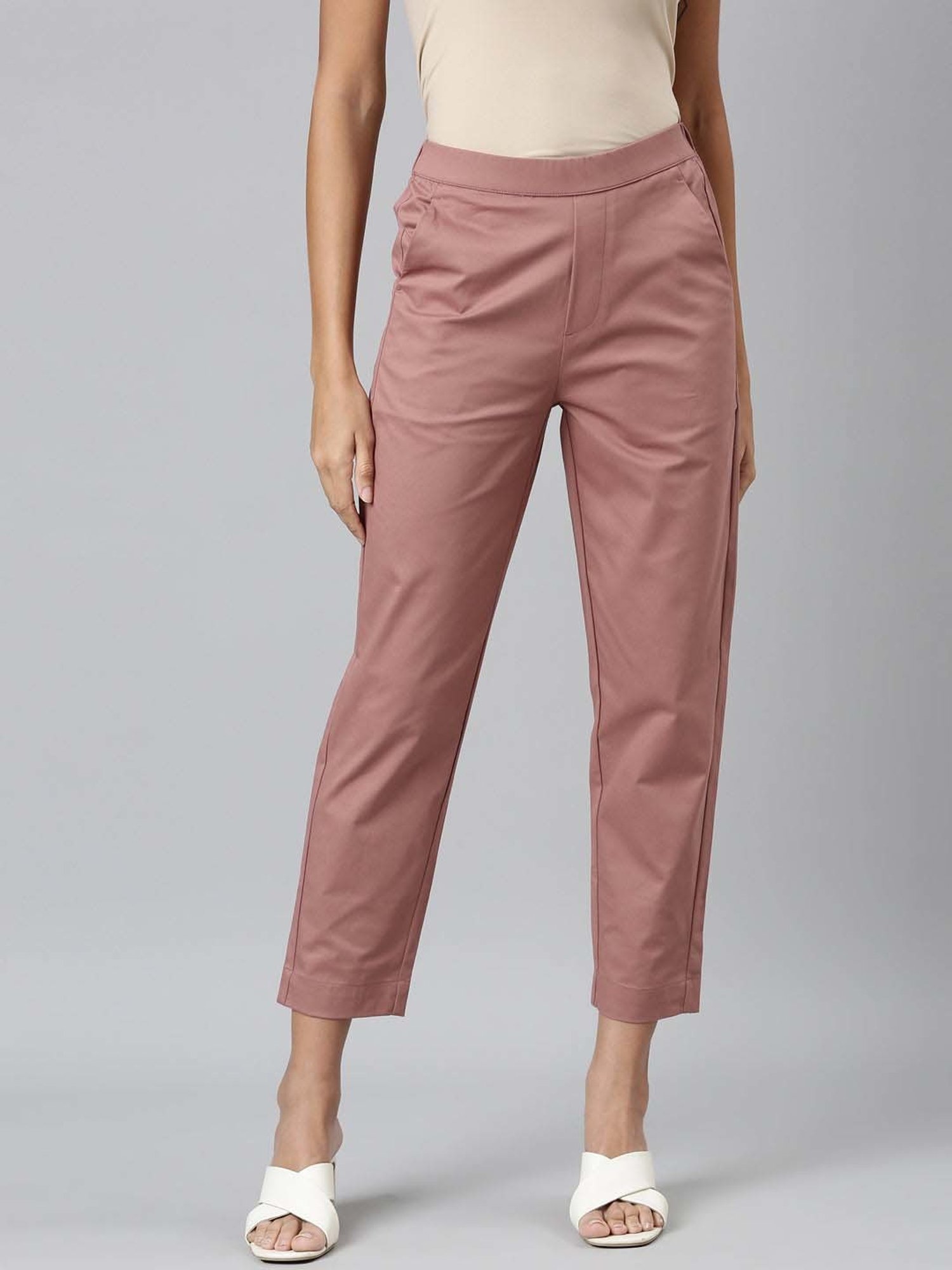 Go Colors! Pink Mid Rise Formal Trousers