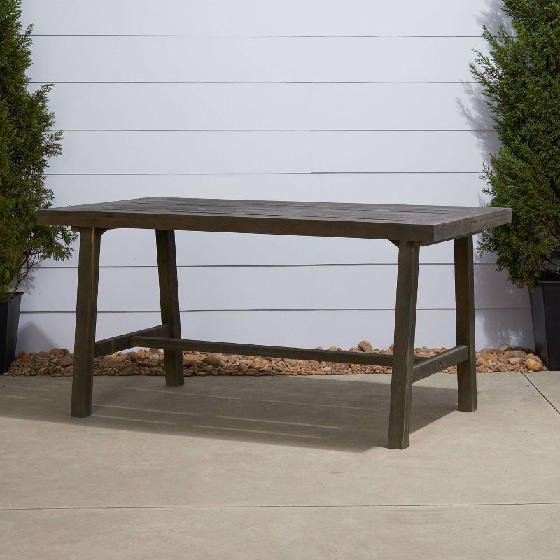 Malibu Rectangle Outdoor Patio Picnic Dining Table - Gray - Vifah