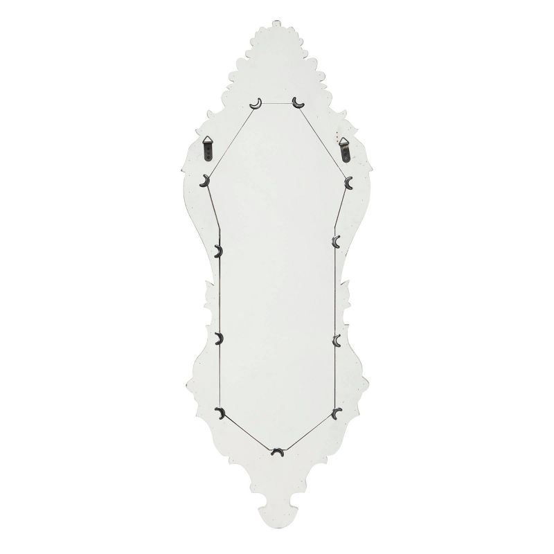 19" x 50.5" Antique Style Extra Large Oval Distressed Wall Mirror with Carved Acanthus Designs White - Olivia & May