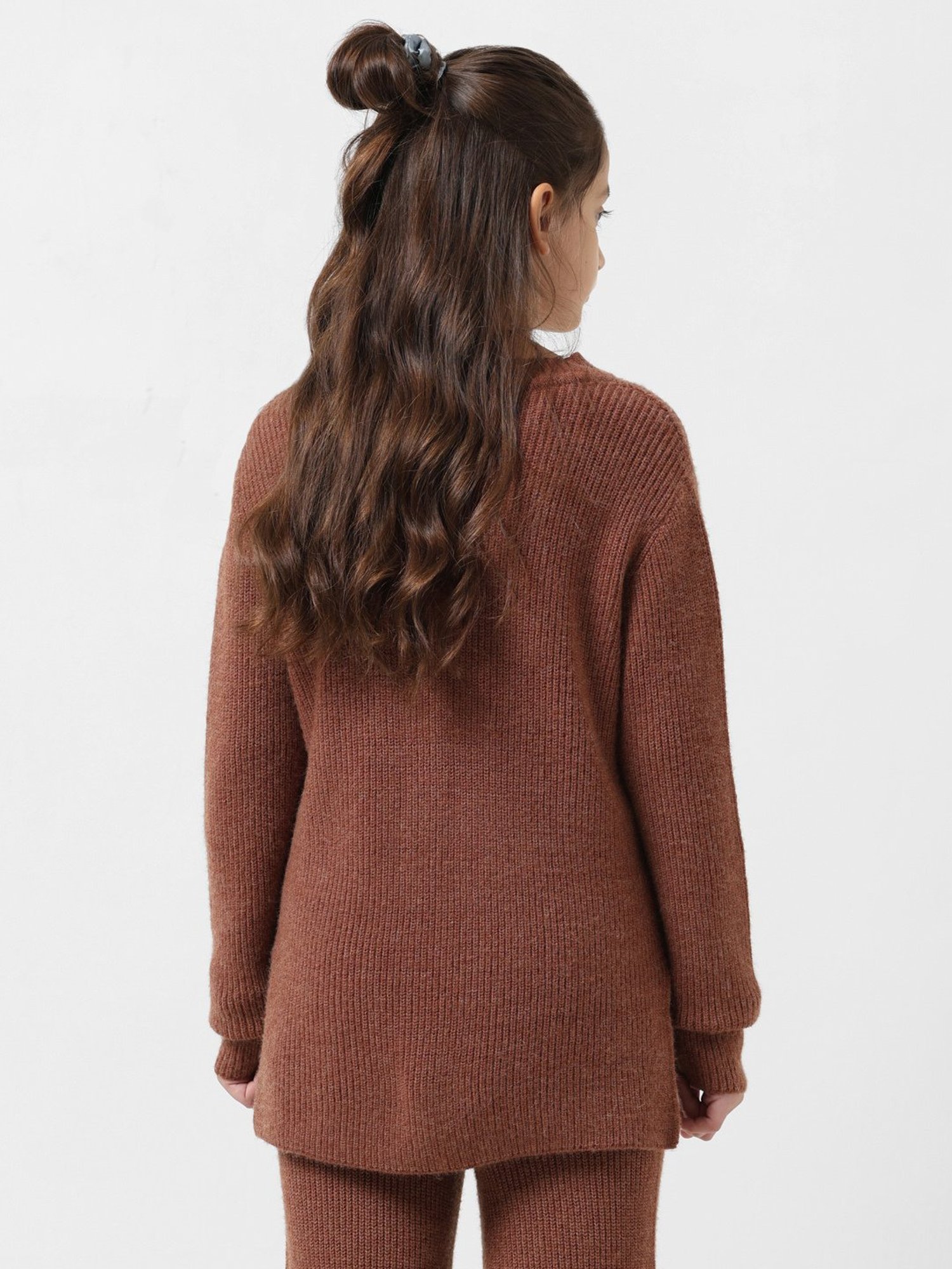 VERO MODA GIRL Brown Solid Full Sleeves Sweater