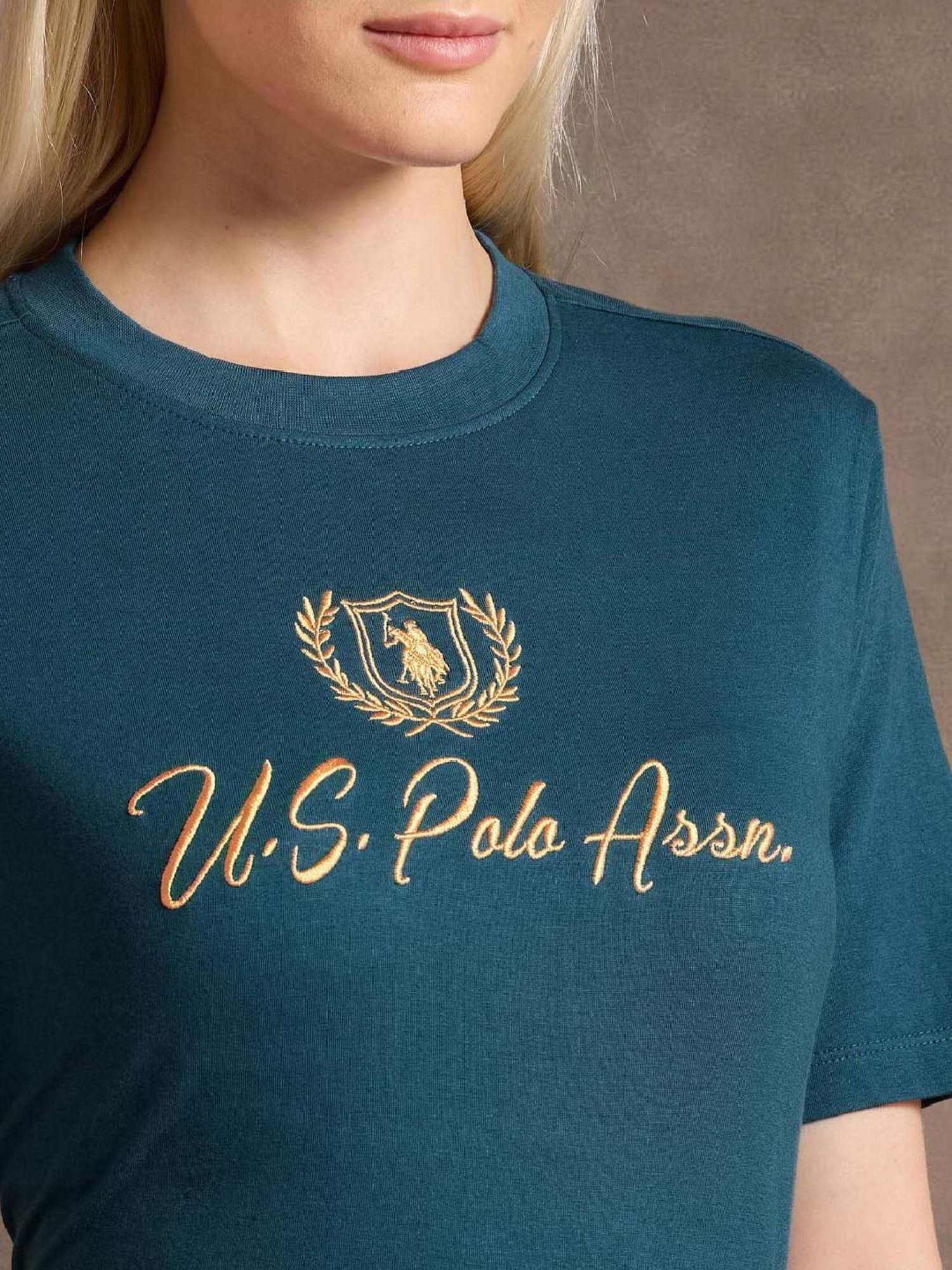 U.S. Polo Assn. Blue Cotton Logo Work T-Shirt