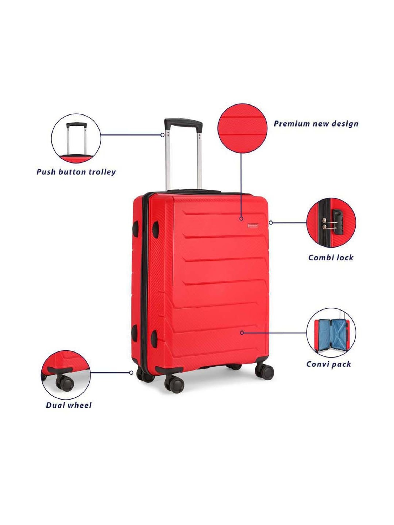 Aristocrat Red Medium Hard Cabin Trolley - 44 cm