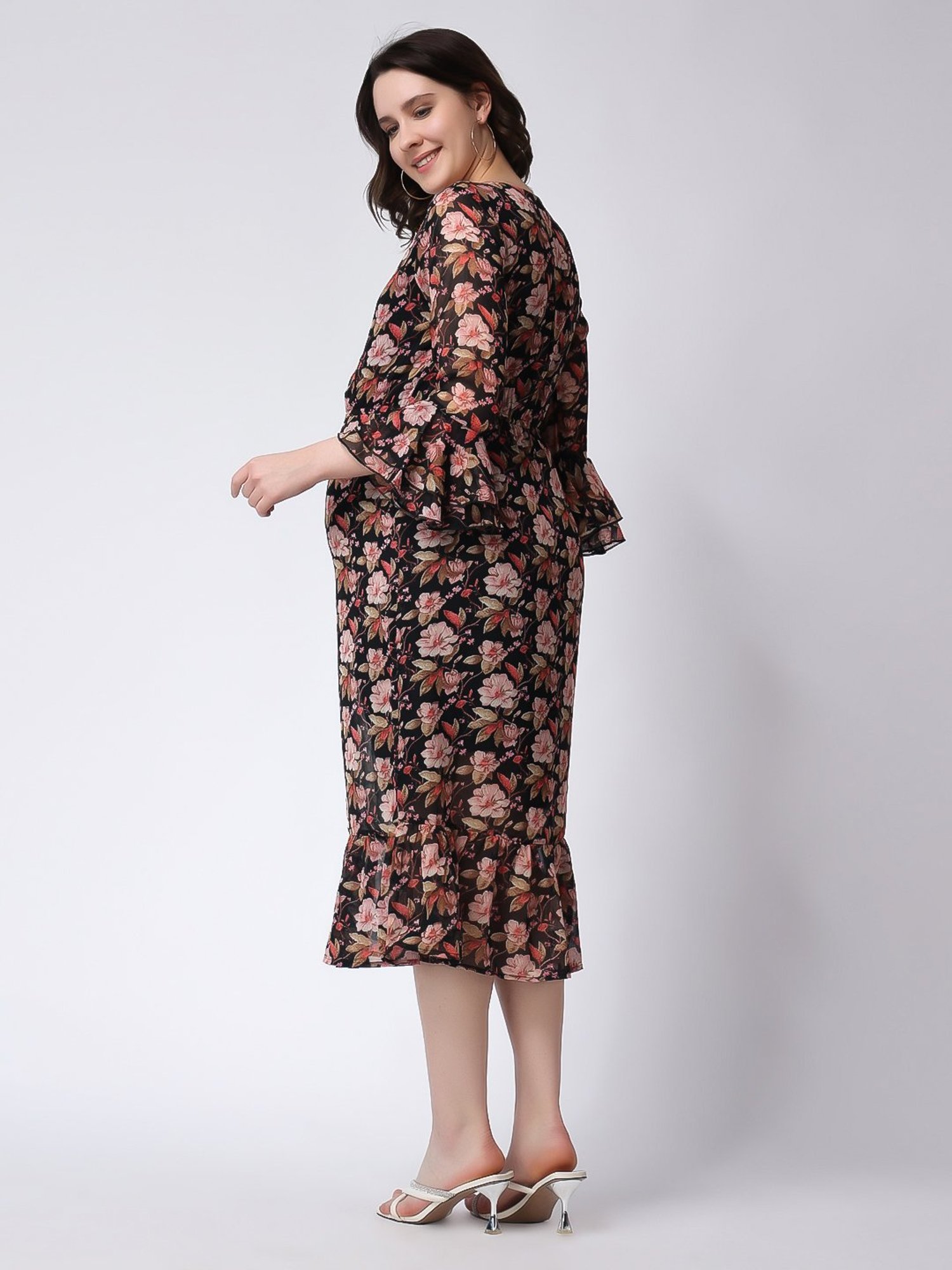 Moms Maternity Black Printed Dress