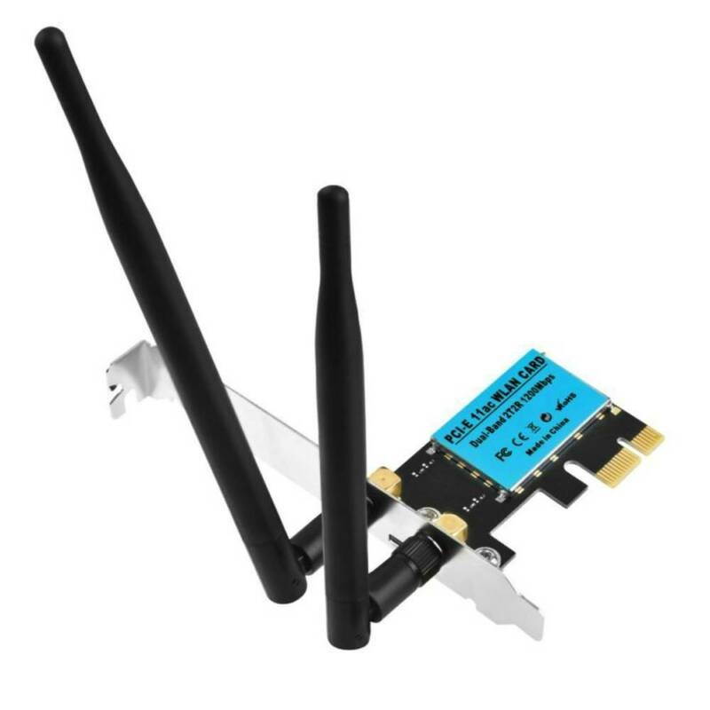 WiFi Card 1200Mbps 11AC Dual Band PCI-E Wireless Adapter Wi-Fi Network Card Adapter 2.4G/5.8G Dual Band Antenna PCI Express Internet Networking Cards