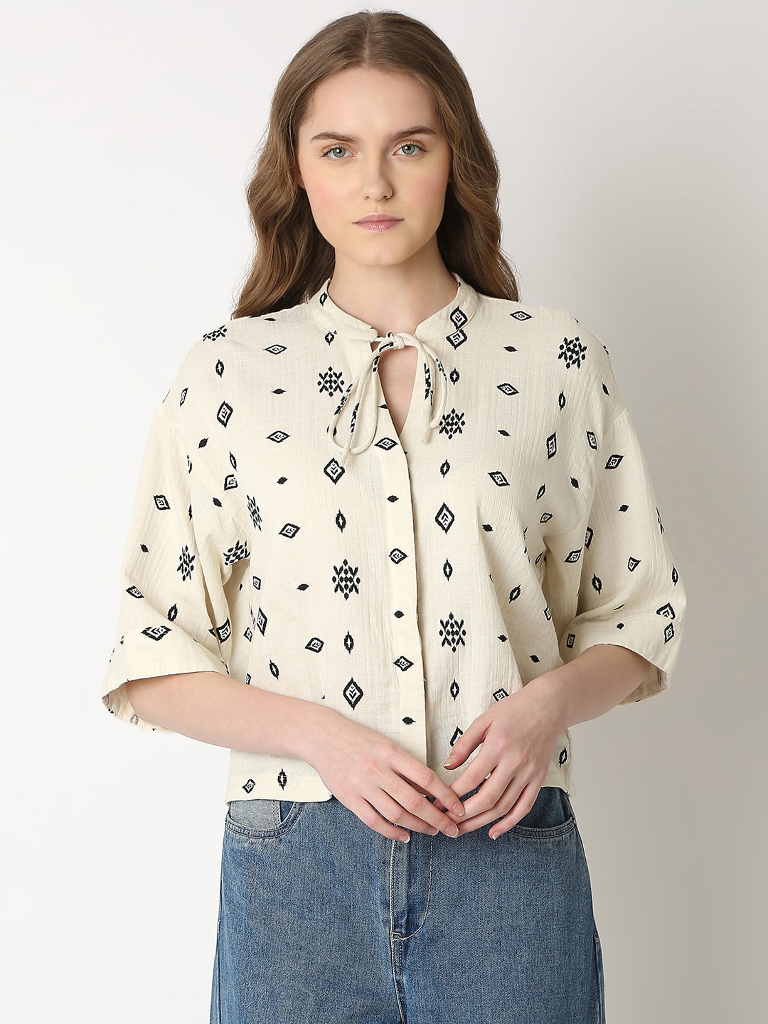 Vero Moda Off White Printed Top