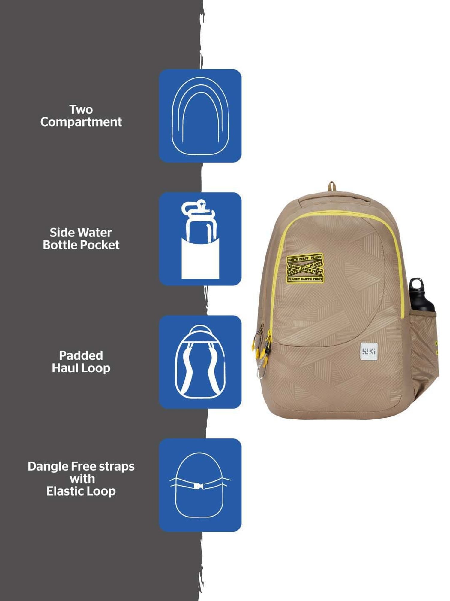 Wiki 29.5 Ltrs Beige Medium Backpack