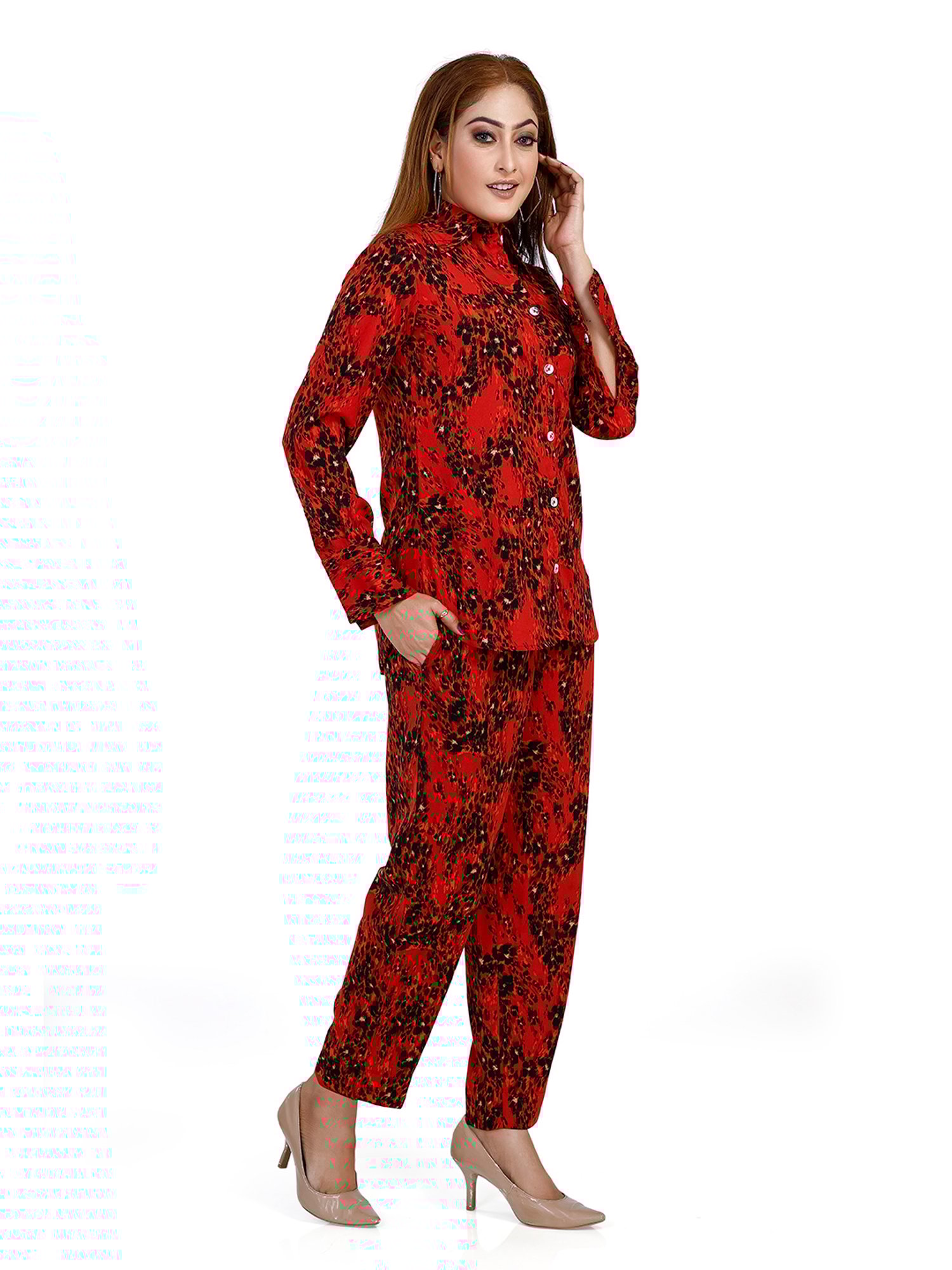 Nino Bambino Red Printed Shirt With Pants