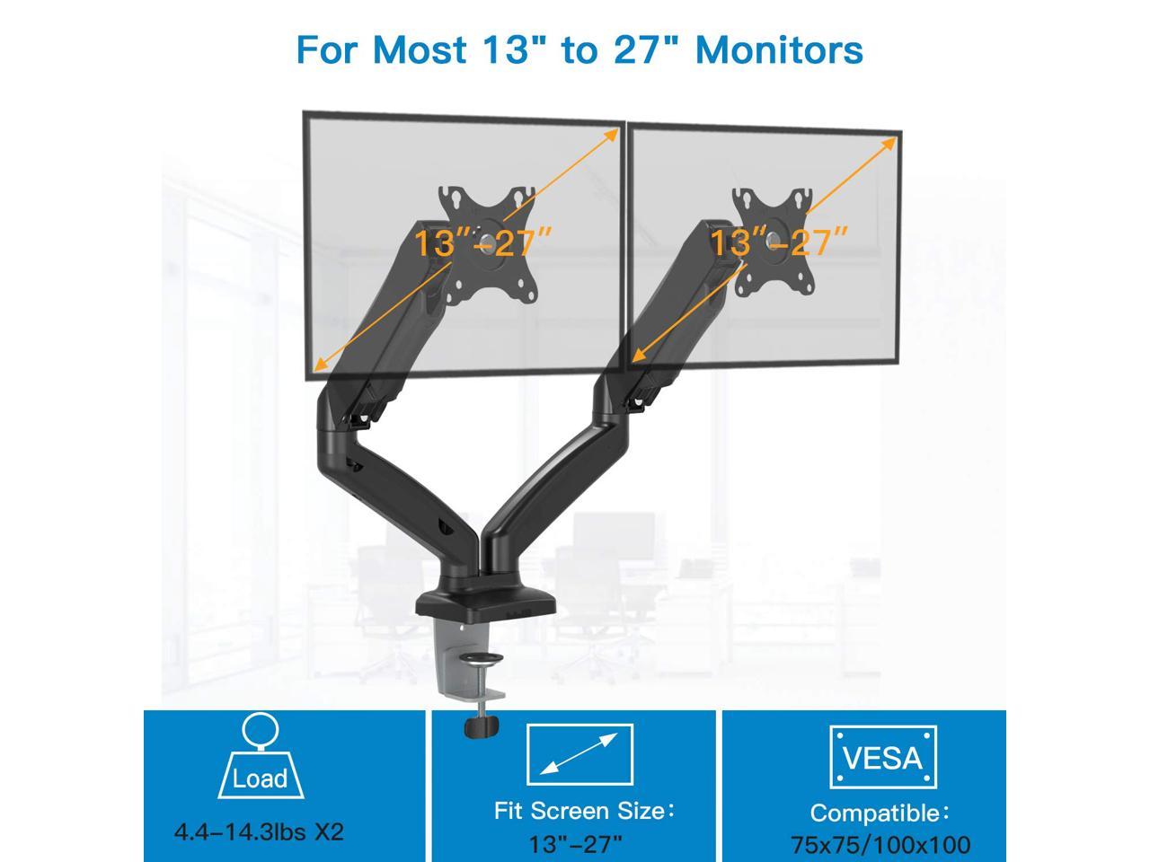 VICABO Single Monitor Arm Full Motion LCD Display Adjustable Gas Spring Desk Mount Stand for Computer Screens 17" to 30", Holds 4.4 to 19.8 lbs, VESA Bracket with Clamp or Grommet Mounting Base