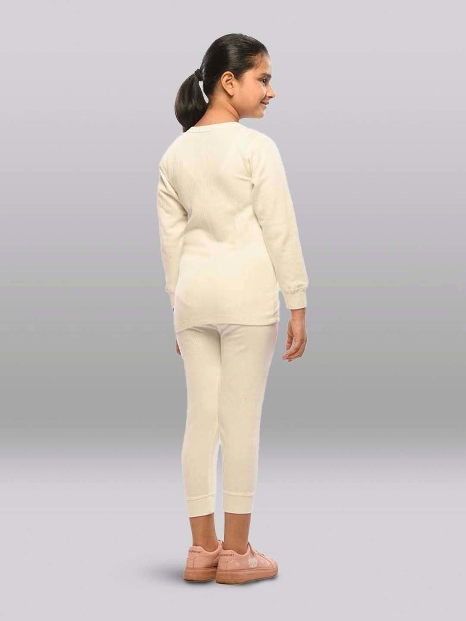 Dyca Kids Grey Melange Textured Thermal Top (Pack Of 2)