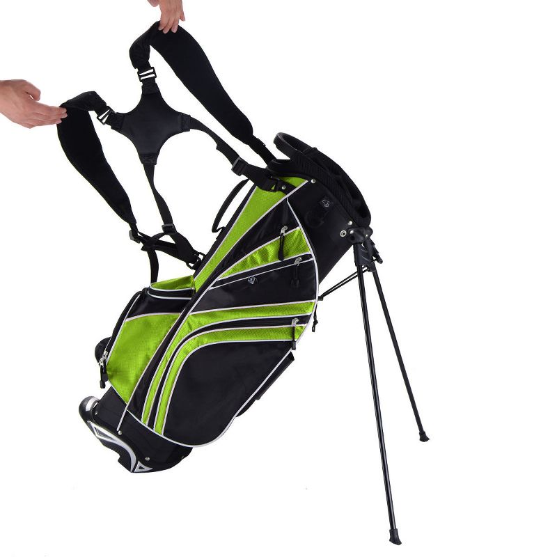 Costway Golf Stand Cart Bag Club w/6 Way Divider Carry Organizer Pockets Storage Green