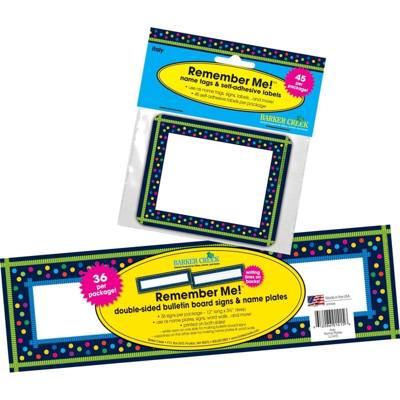 Barker Creek 81pc Italy Nametag and Name Plate Set