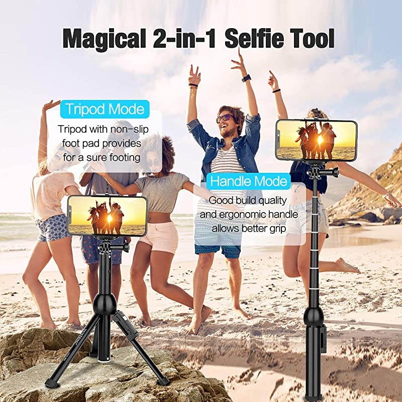 Tripod,Portable Selfie Stick Stand with Wireless Remote and Universal Phone Holder, Compatible with iPhone/Android/Camera GoPro,iPhone Tripod for Live Streaming Tiktok YouTube Video Recording