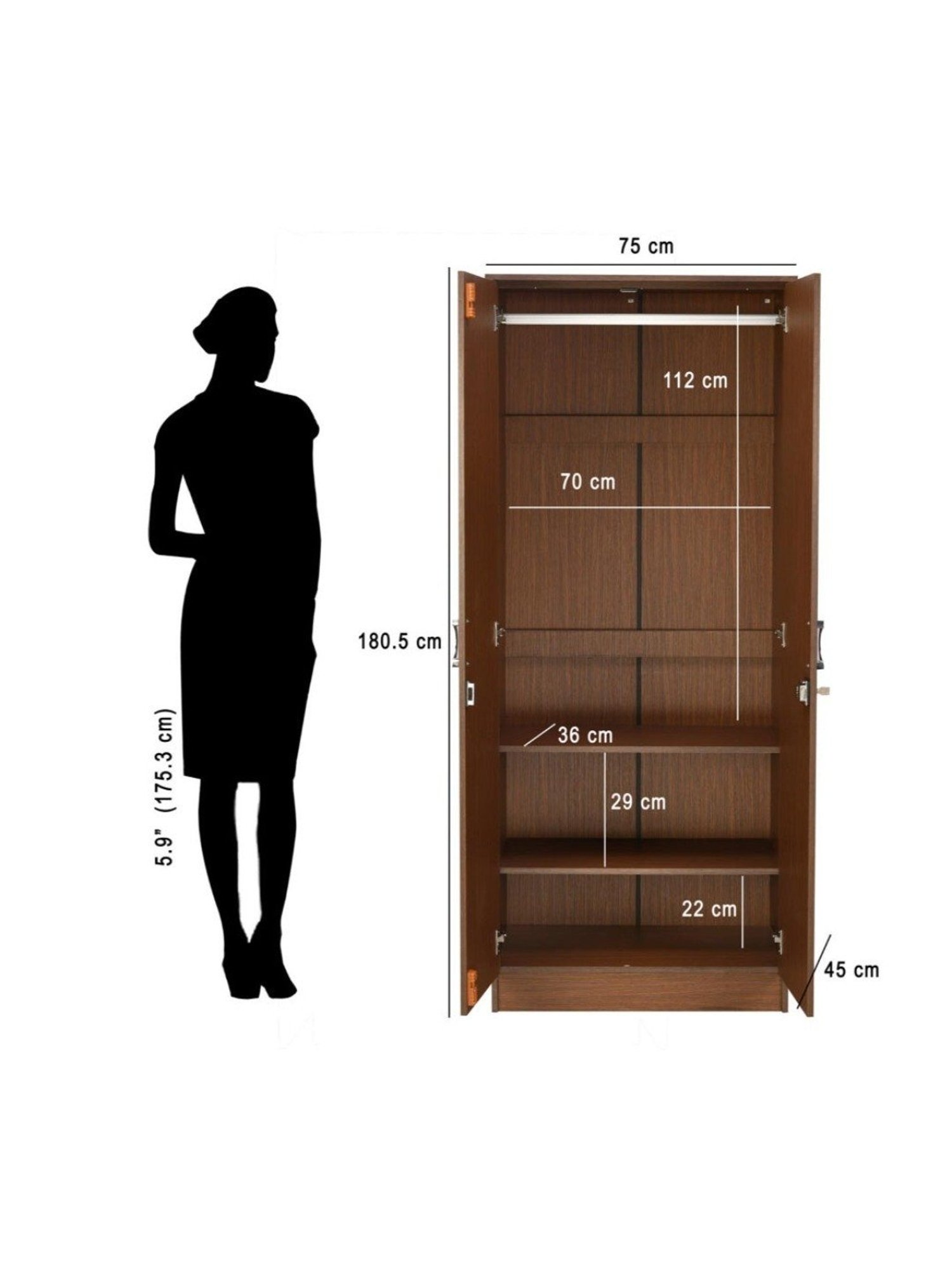 Godrej Interio Ewa Brown Engineered Wood 4 Door Wardrobe