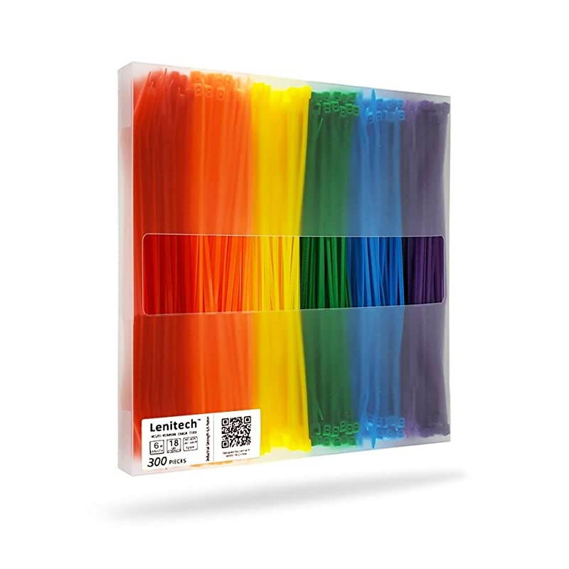6 Inches 300 Pcs MultiPurpose Cable Ties Assorted Colored