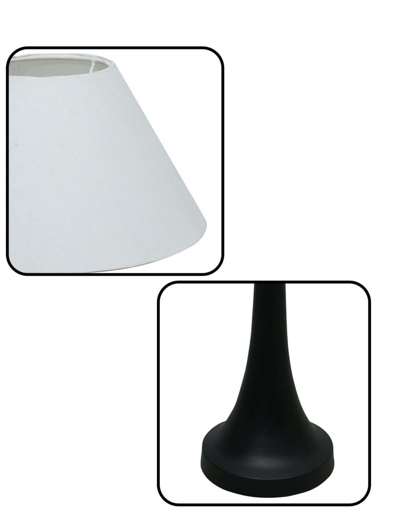 Homesake White & Black Metal Cone-Shaped Table Lamp With Fabric Shade