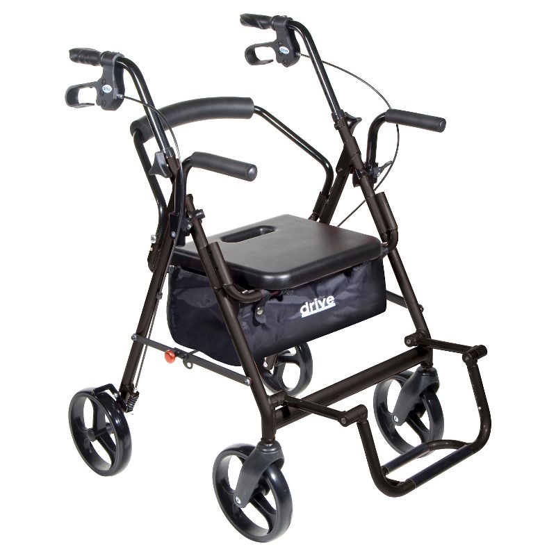 Drive Medical Duet Dual Function Transport Wheelchair Walker Rollator, Black