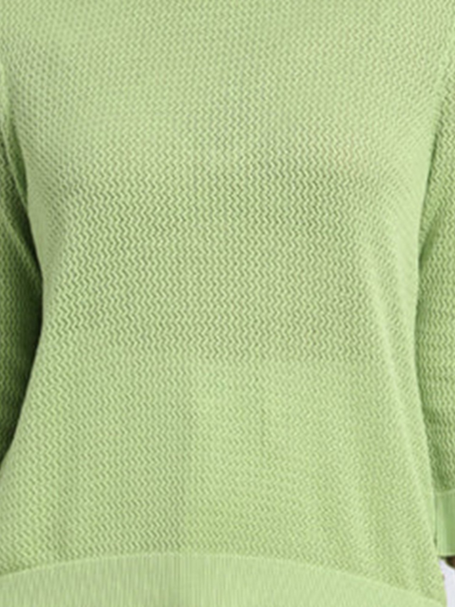 Levi's Light Green Cotton Self Design Sweater