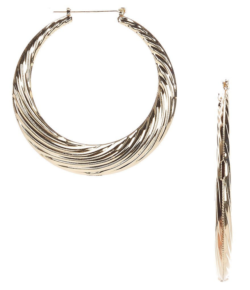 Natasha Accessories Twisted Metal Hoop Earrings