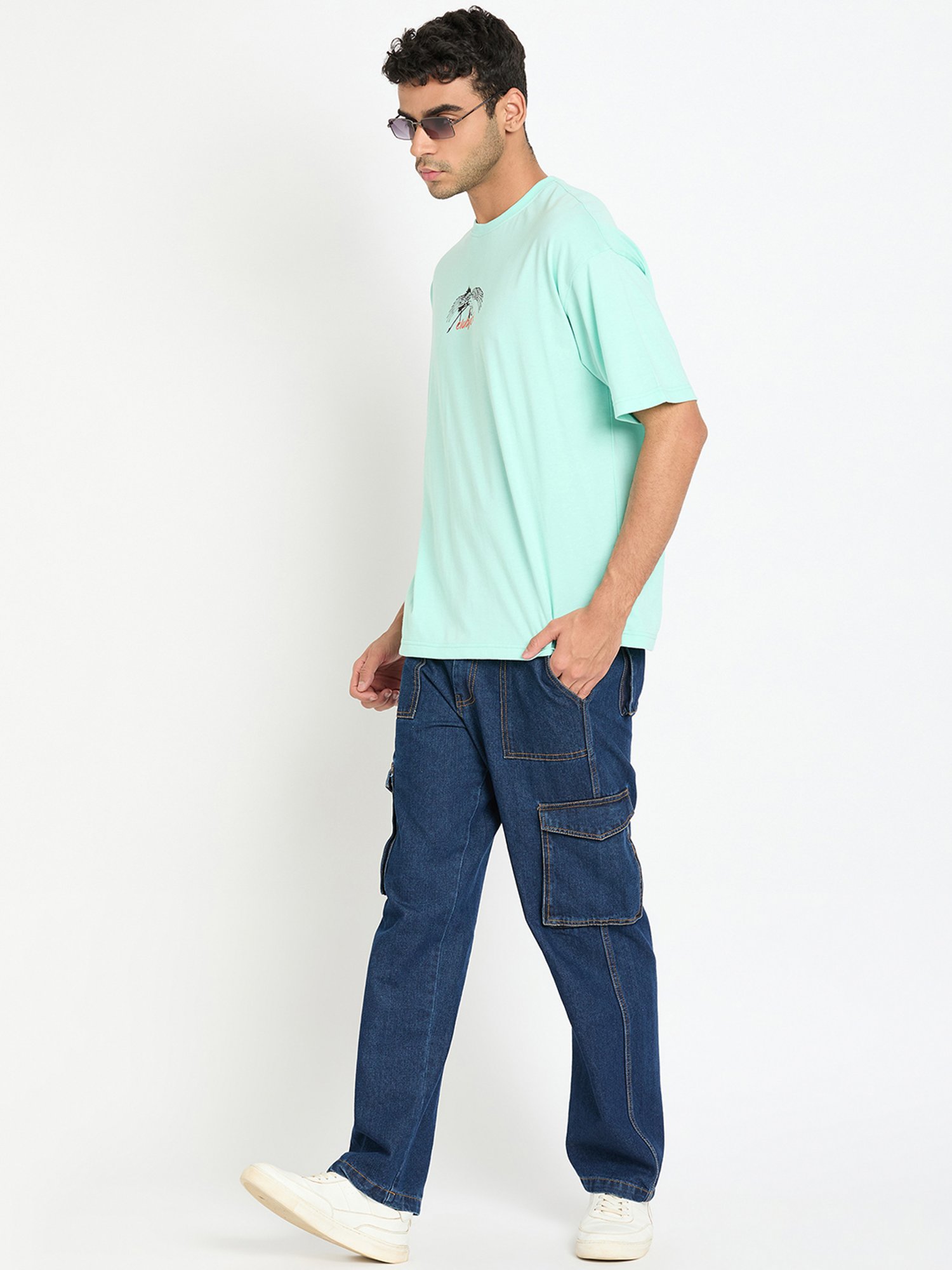 Club York Sea Green Regular Fit Graphic Print Crew T-Shirt