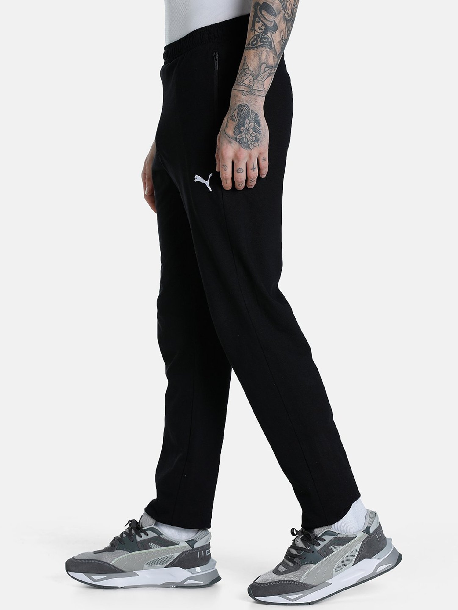Puma Essentials Black Cotton Slim Fit Track Pants