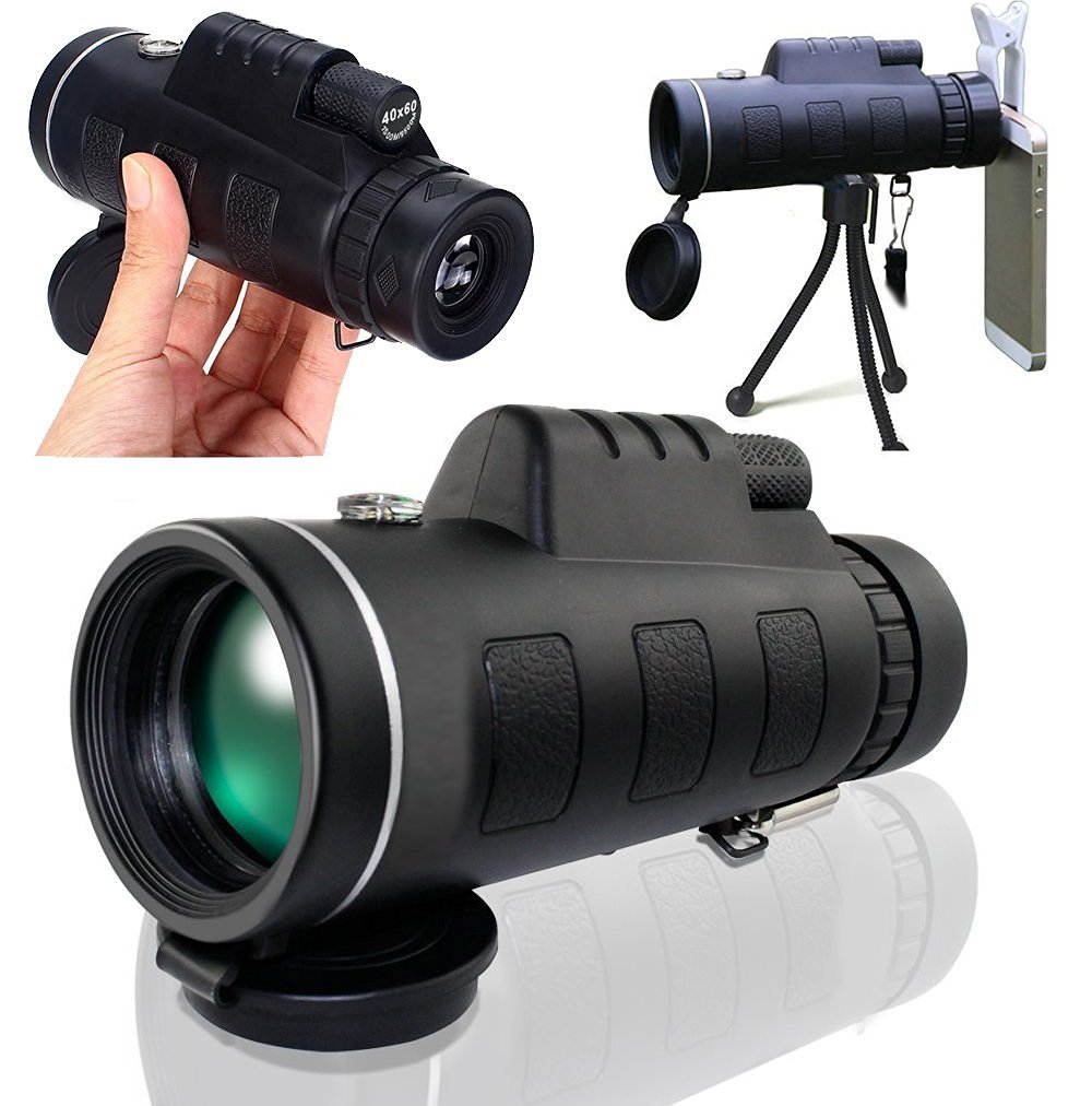 UrChoiceLtd&reg; PANDA 40x60 Compass Monocular HD Telescope Spotting Scope Dual Focus Optical Prism  Night Vision Tourism Scope Zoom Binoculars For Sky Gazers with Free Tripod & Mobile Phone Bracket