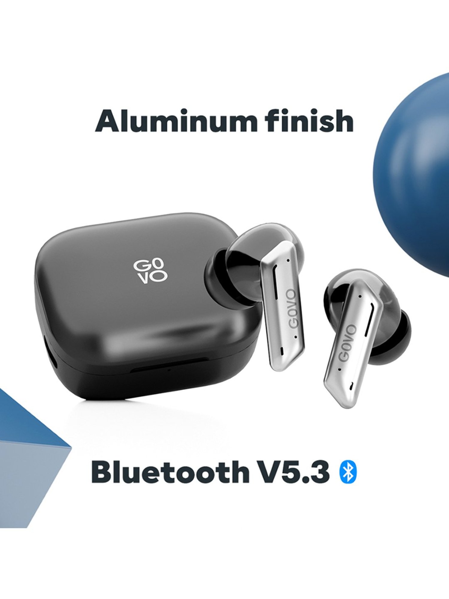 GOVO GoBuds 577 In Ear BT Earbuds with ENC & 52H Battery Life (Silver/Black, True Wireless)