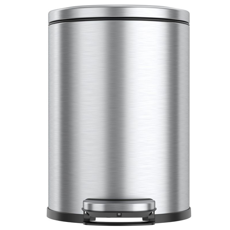 iTouchless Step Pedal Bathroom Trash Can with AbsorbX Odor Filter and Removable Inner Bucket 2 Gallon Semi-Round Stainless Steel