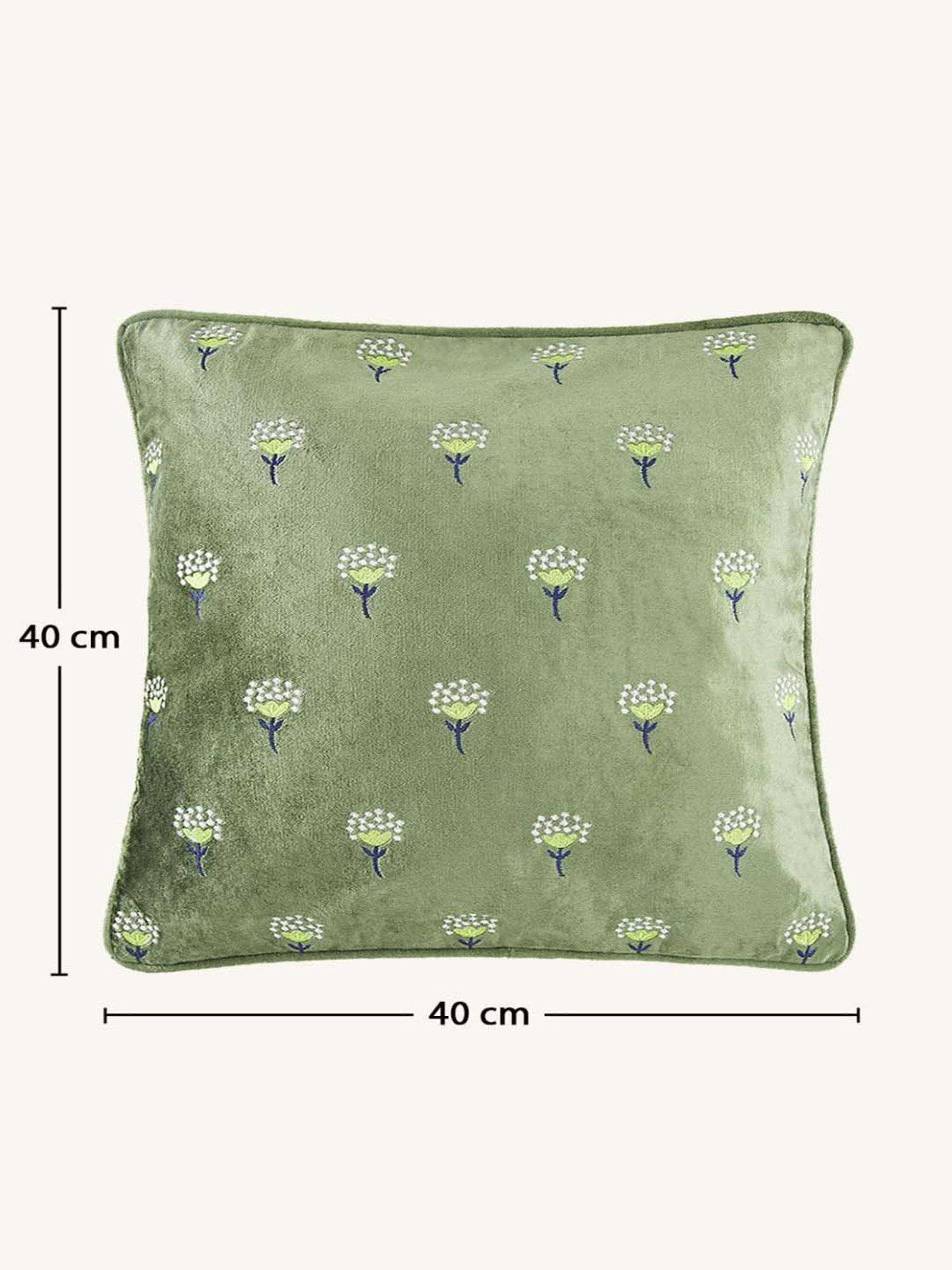 Living Scapes by Pantaloons Green Cotton Cushion Cover