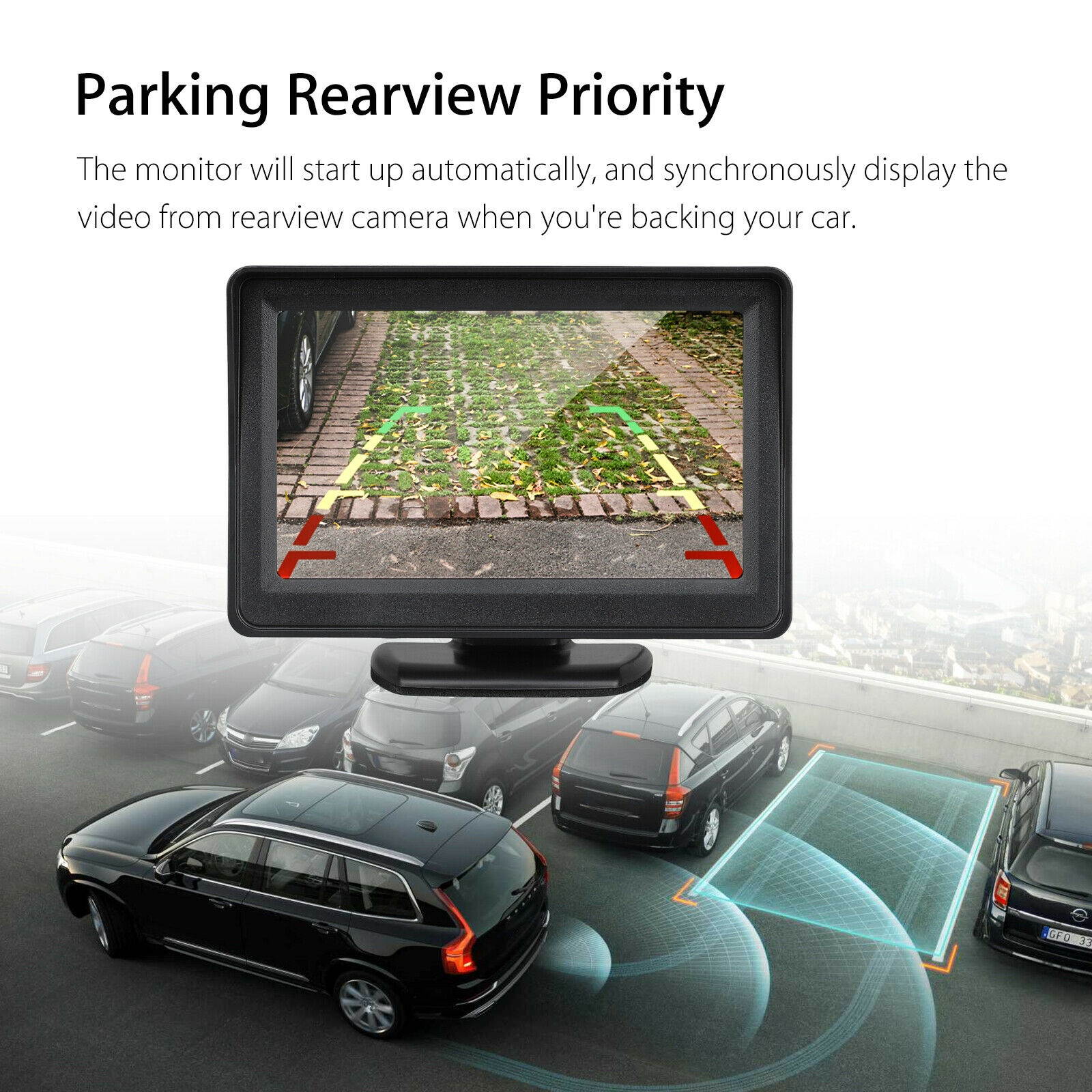 Wireless Car Backup Camera Rear View Parking Kit W/ 4.3" Monitor Night Vision