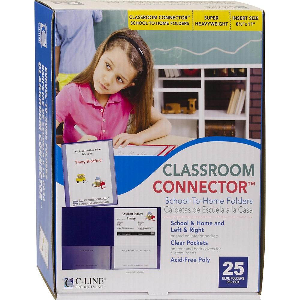 C-Line Classroom Connector Folders 9"x11-3/4" 25/BX Blue 32005