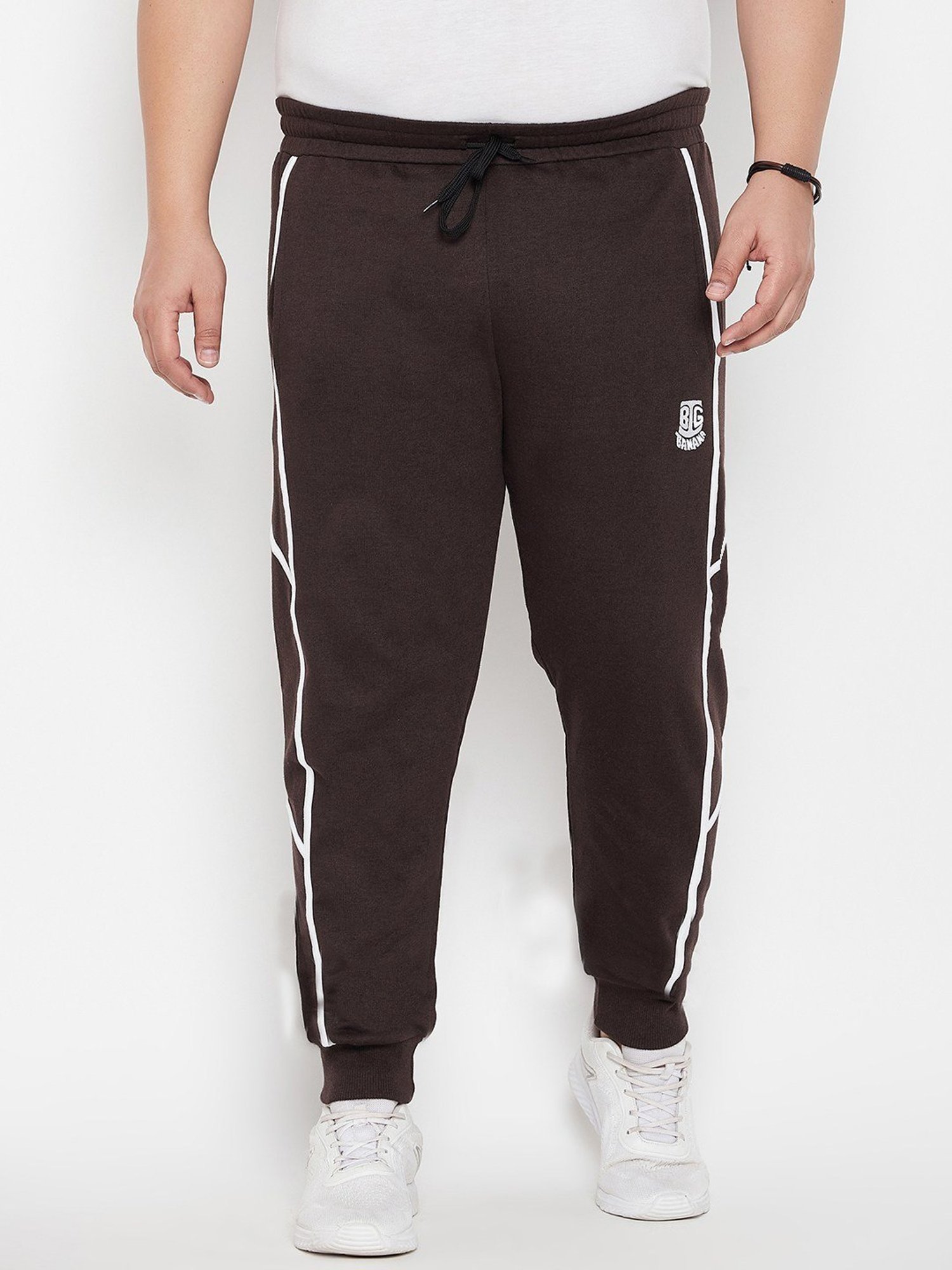 Bigbanana Coffee Brown Regular Fit Striped Joggers