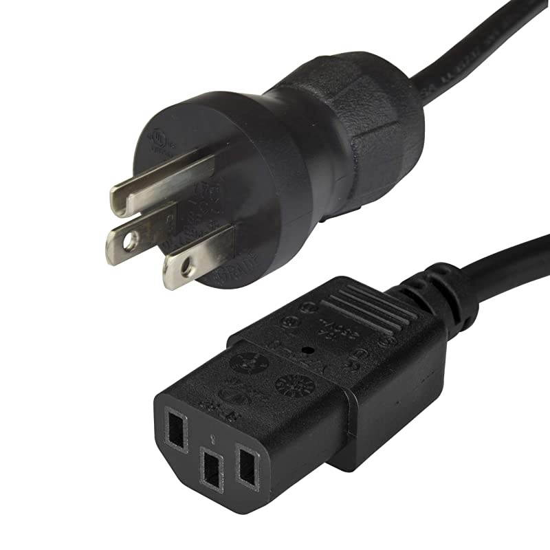 com Hospital Grade Power Cord - 15 ft / 4.5m - NEMA 5 15P to C13 - Power Supply Cord - Monitor Power Cable, Black