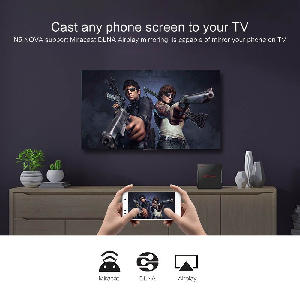 Magicsee N5 NOVA Smart Android 9.0 TV Box RK3318 Quad Core 64 Bit 4K 4GB / 64GB 2.4G & 5G WiFi & 100M LAN HD H.265 VP9 Decoding HD Media Player