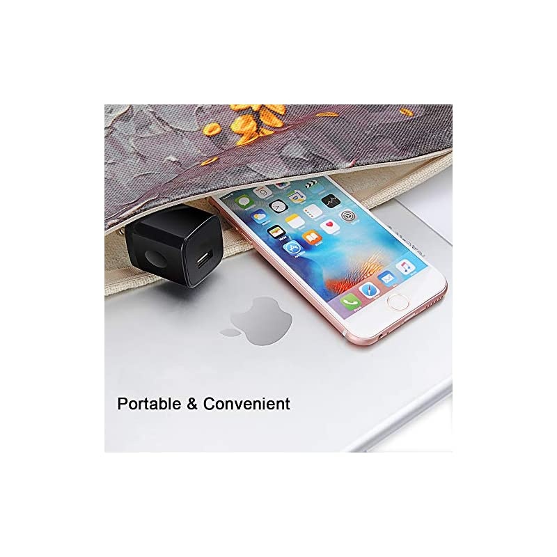 Single USB Port Wall Charger,  1A/5V Wall Plug USB Power Adapter 6 Pack Compatible Phone 11Pro Max XS XR 8 7 6 Plus 5, Samsung Galaxy s10e S10 S9 S8 Plus,Nexus, Moto,G7 V40 V30+, BlackBerry