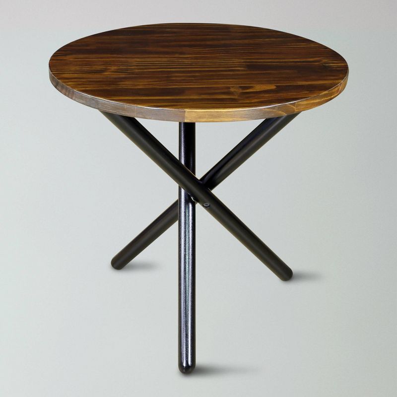 Contemporary Crossed Leg End Table Mocha/Black - Flora Home