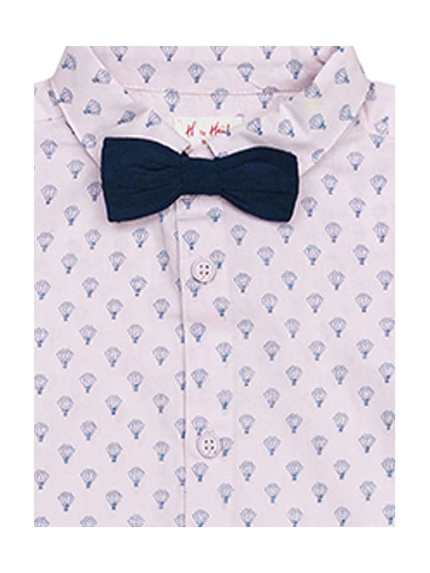 H by Hamleys Kids Light Pink & Navy Printed Full Sleeves Shirt, Pants with Bow