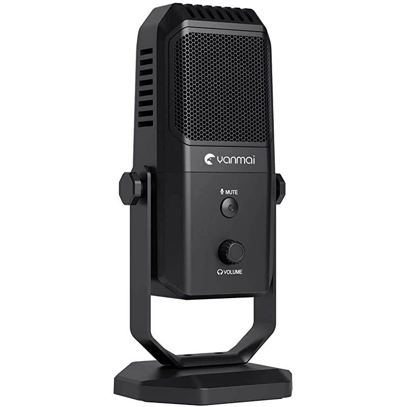 Microphone Condenser for Recording Streaming Podcasts on PC Mac Computer, Four Polar Patterns, Headphone Output, Volume & Mic Gain Control, Mute Button Plug & Play for Gaming YouTube Twitch